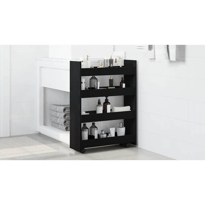 Narrow Storage Trolley Black Oak 60 x 20 x 82 cm