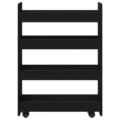 Narrow Storage Trolley Black Oak 60 x 20 x 82 cm