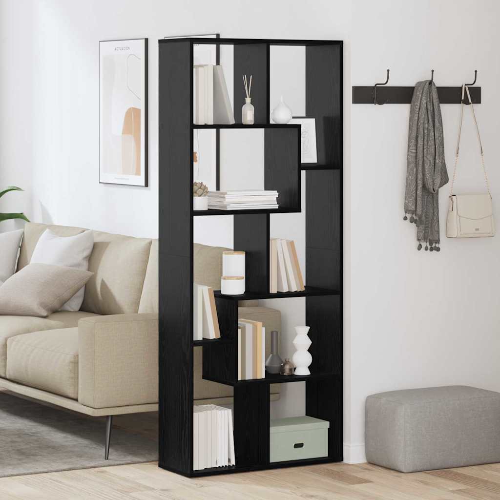 Book Cabinet Black Oak 67 x 25 x 162 cm Engineered Wood