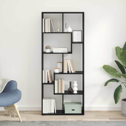Book Cabinet Black Oak 67 x 25 x 162 cm Engineered Wood