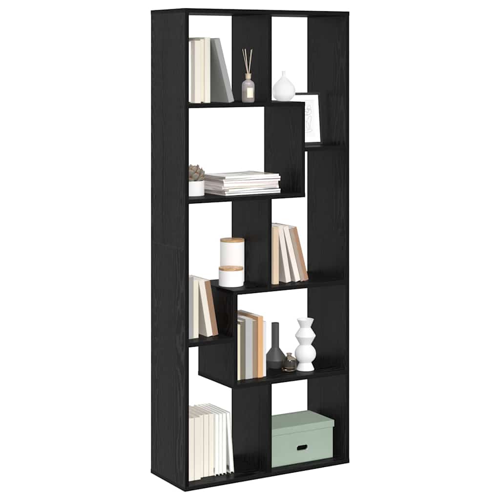 Book Cabinet Black Oak 67 x 25 x 162 cm Engineered Wood
