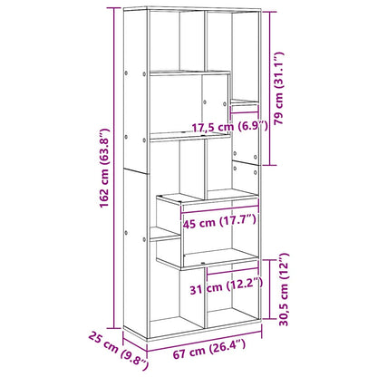 Book Cabinet 8-Tier 67 x 25 x 162 cm Engineered Wood Black Oak
