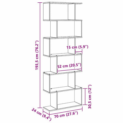 Book Cabinet 6-Tier 70 x 24 x 193.5 cm Engineered Wood