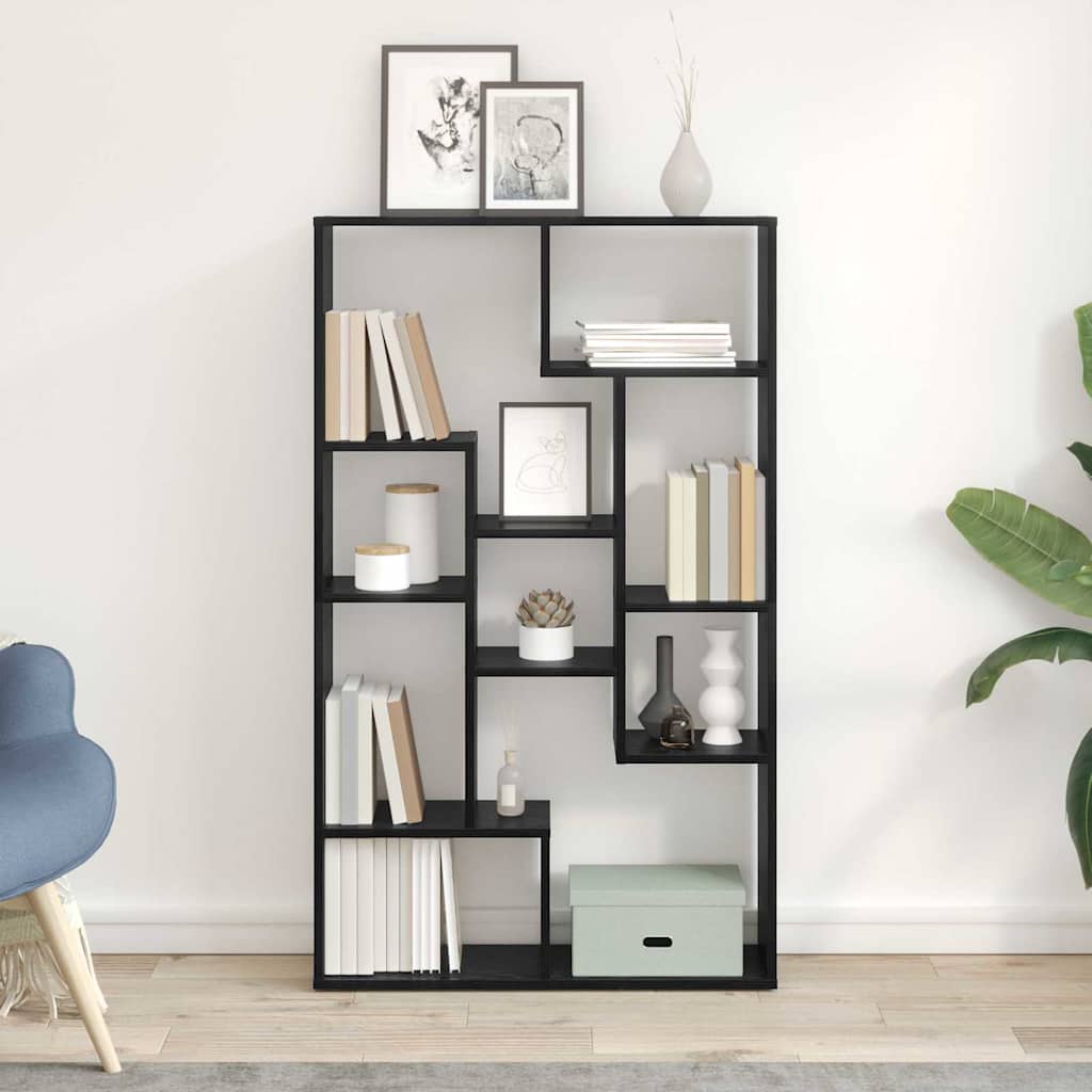 Book Cabinet Black Oak 72 x 20 x 102.5 cm Engineered Wood