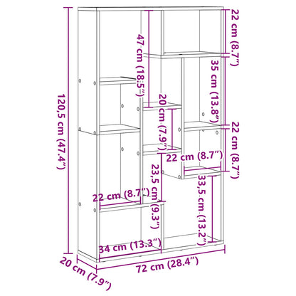 Book Cabinet Black Oak 72 x 20 x 102.5 cm Engineered Wood
