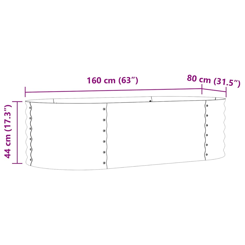 Raised Bed Green 160 x 80 x 44 cm Steel