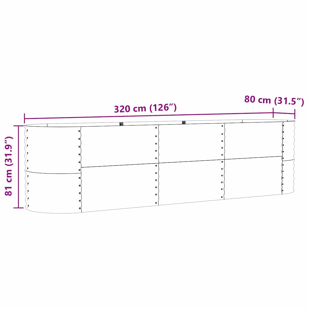 Raised Bed Brown 320 x 80 x 81 cm Steel