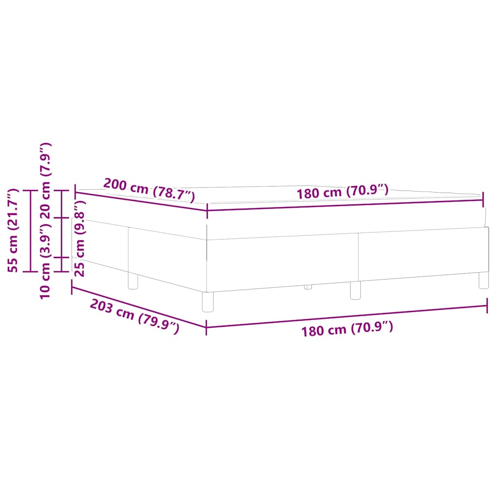 Bed Frame with Mattress Blue 180 x 200 cm Fabric