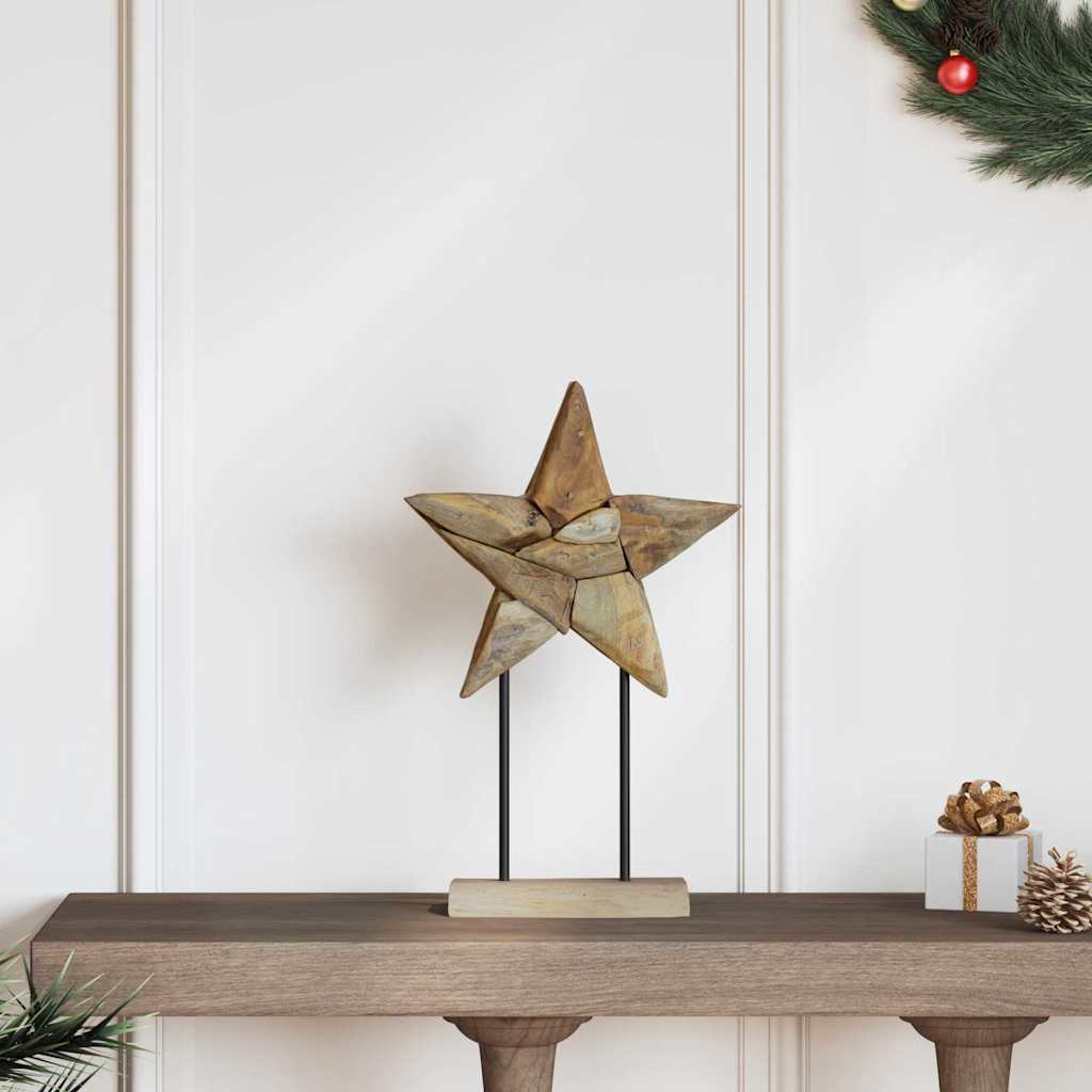 Christmas Star Brown 31 x 15 x 46 cm Solid Teak Wood