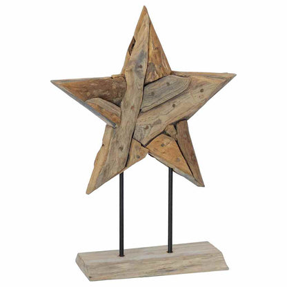 Christmas Star Brown 43.5 x 13.5 x 59 cm Solid Teak Wood