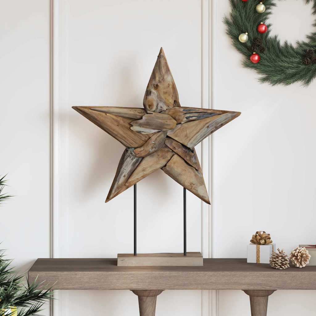 Christmas Star Brown 59.5 x 18 x 74 cm Solid Teak Wood