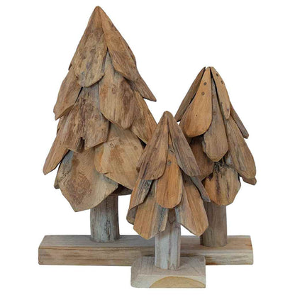 Christmas Tree with Stand 3 pcs Brown Solid teak wood