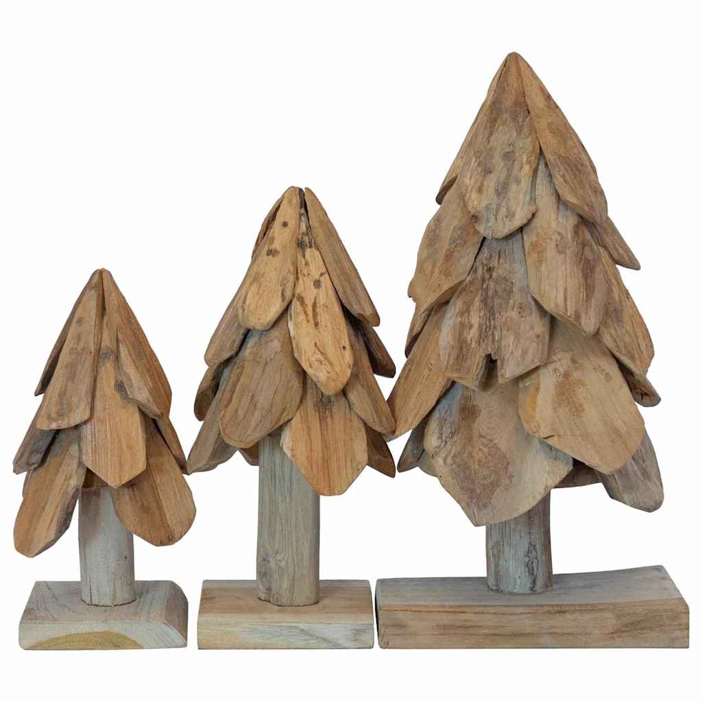 Christmas Tree with Stand 3 pcs Brown Solid teak wood