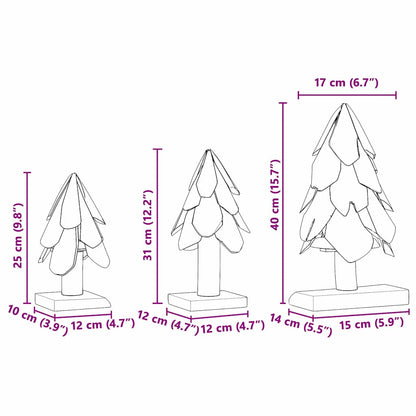 Christmas Tree with Stand 3 pcs Brown Solid teak wood