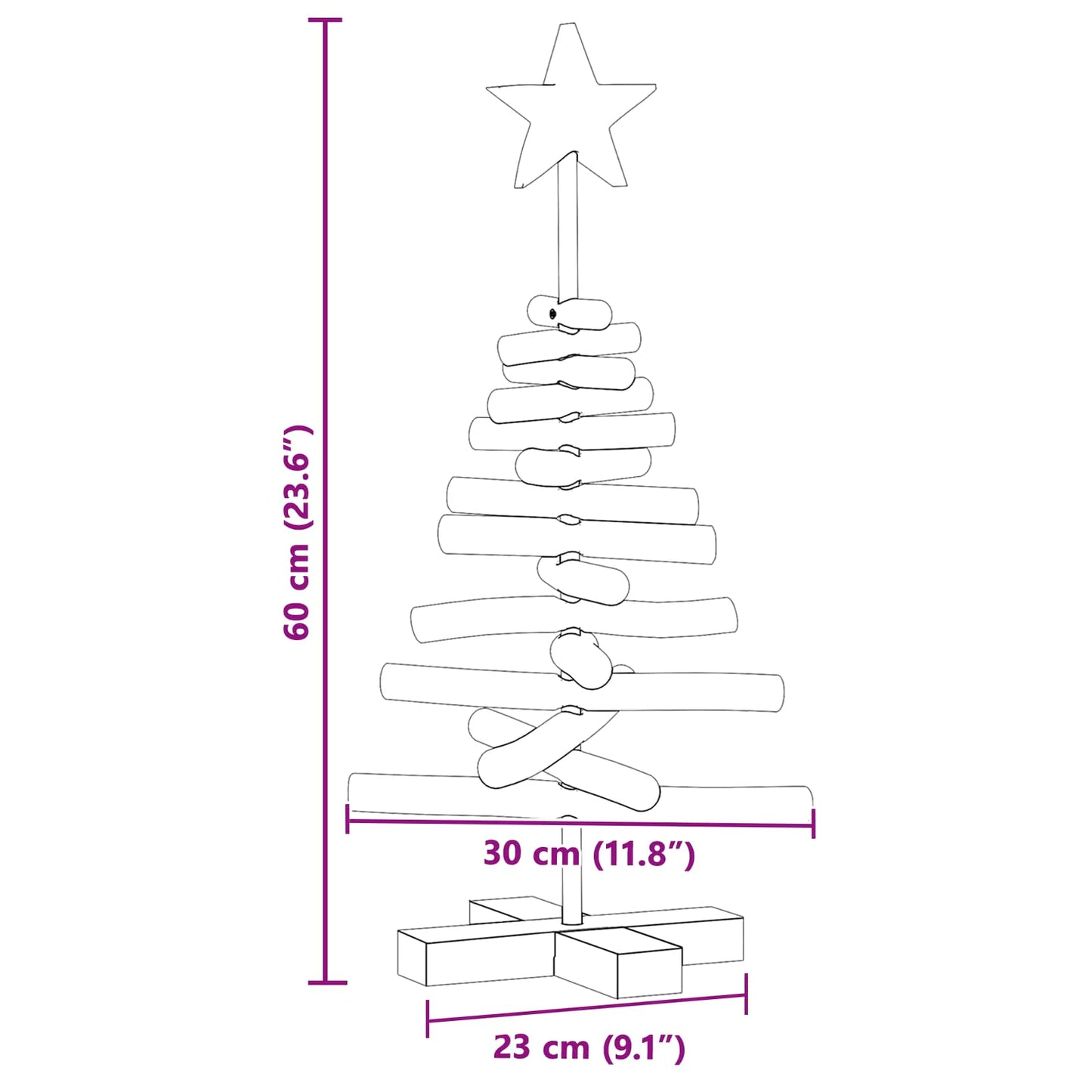 Christmas Tree with Stand Brown 60 cm Solid teak wood