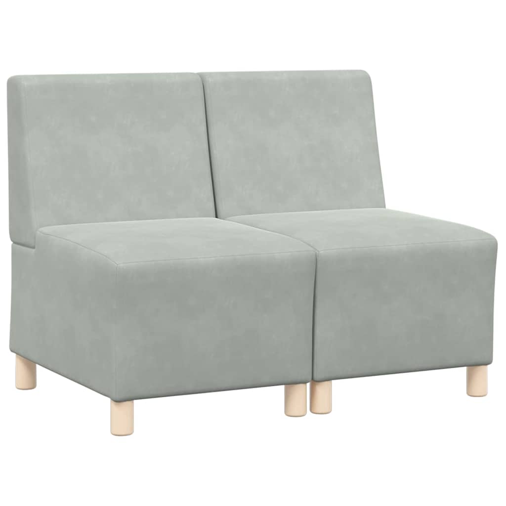 Modular Sofa Unit Armless 2 pcs Light Grey 55 x 74 x 82 cm