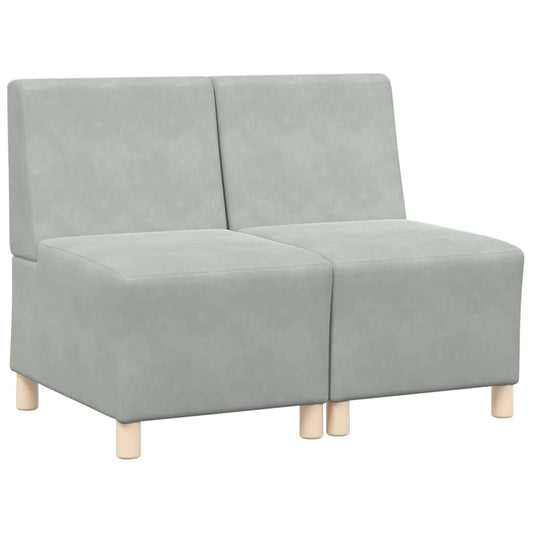 Modular Sofa Unit Armless 2 pcs Light Grey 55 x 74 x 82 cm