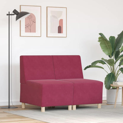 Modular Sofa Unit Armless 2 pcs Wine Red 55 x 74 x 82 cm Velvet