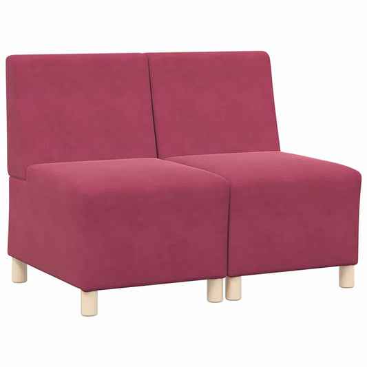 Modular Sofa Unit Armless 2 pcs Wine Red 55 x 74 x 82 cm Velvet