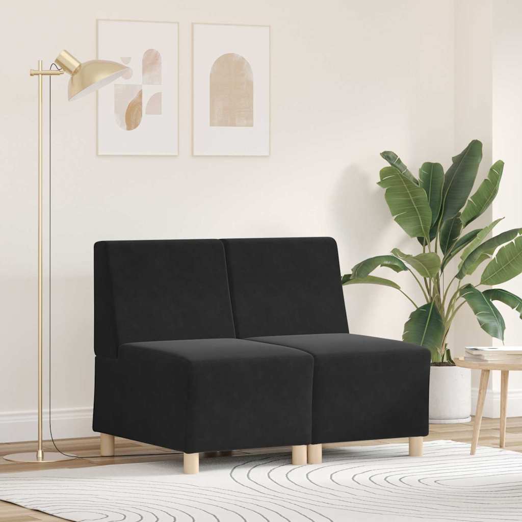 Modular Sofa Unit Armless 2 pcs Black 55 x 74 x 82 cm Velvet