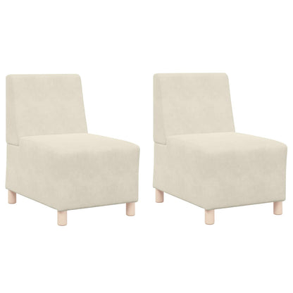 Modular Sofa Unit Armless 2 pcs Cream 55 x 74 x 82 cm Velvet