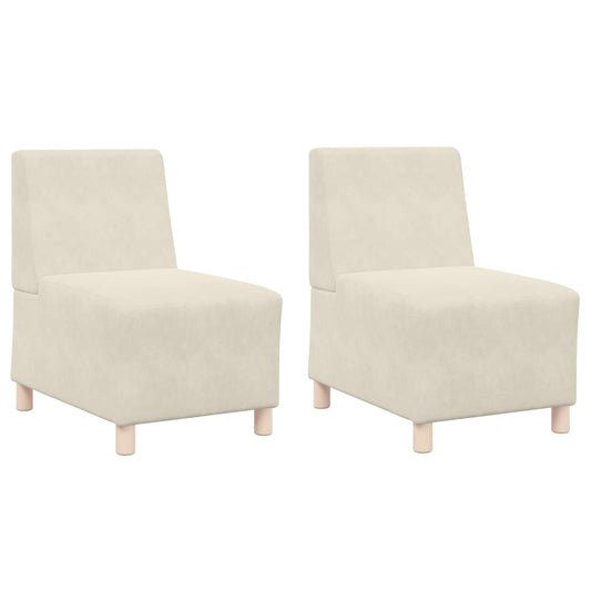 Modular Sofa Unit Armless 2 pcs Cream 55 x 74 x 82 cm Velvet