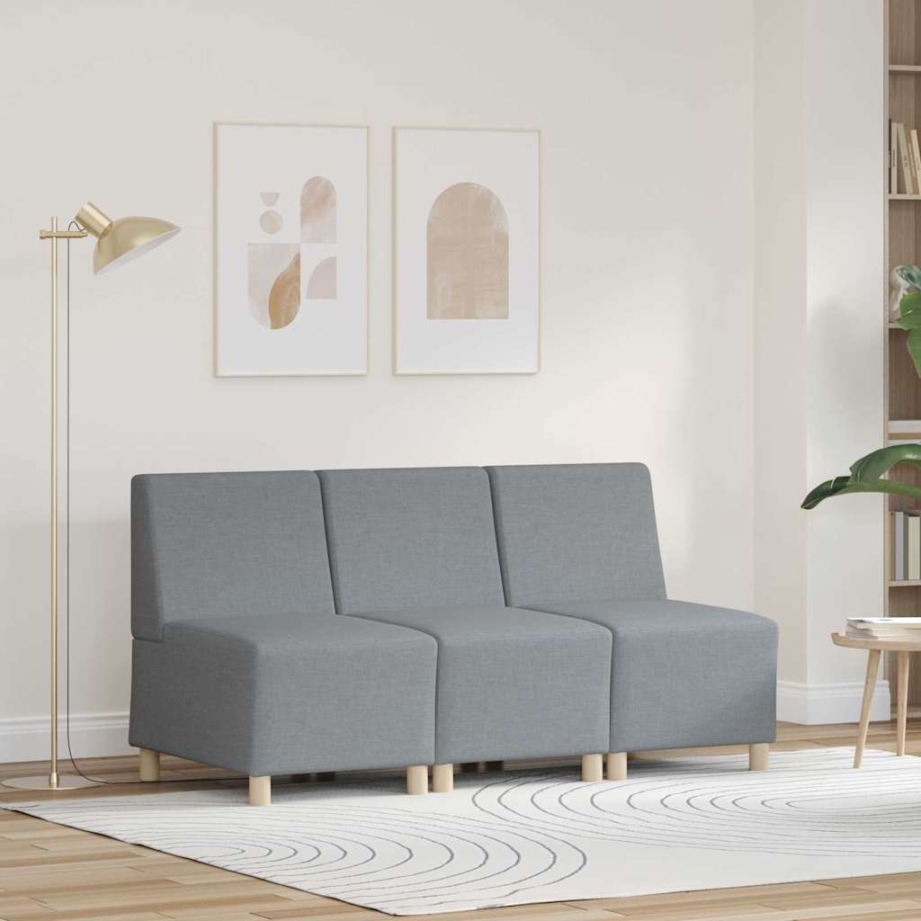 Modular Sofa Unit Armless 3 pcs Light Grey 55 x 74 x 82 cm