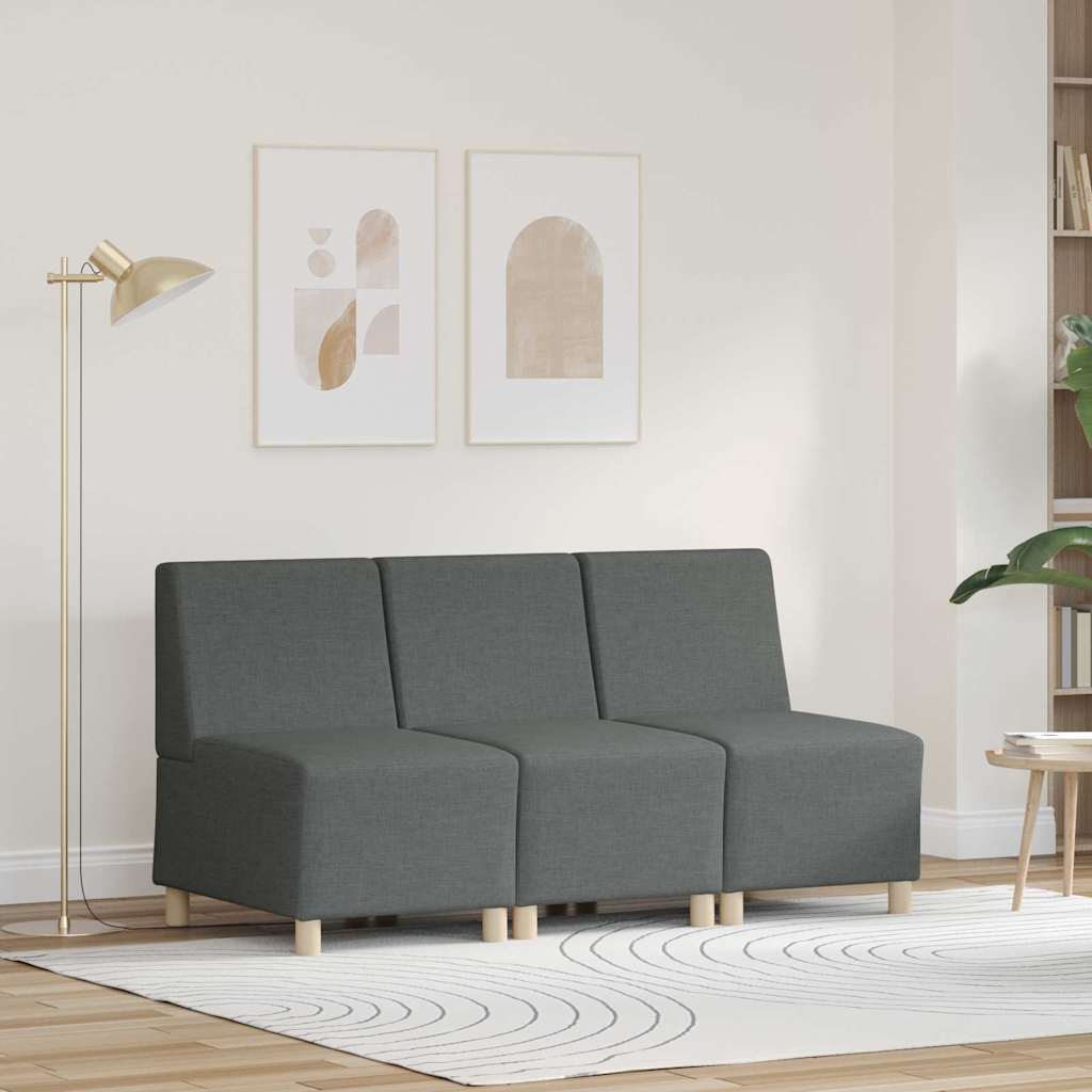 Modular Sofa Unit Armless 3 pcs Dark Grey 55 x 74 x 82 cm