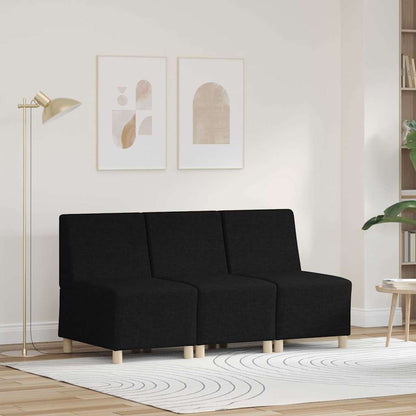Modular Sofa Unit Armless 3 pcs Black 55 x 74 x 82 cm Fabric