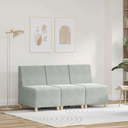 Modular Sofa Unit Armless 3 pcs Light Grey 55 x 74 x 82 cm
