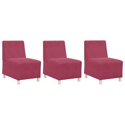 Modular Sofa Unit Armless 3 pcs Wine Red 55 x 74 x 82 cm Velvet