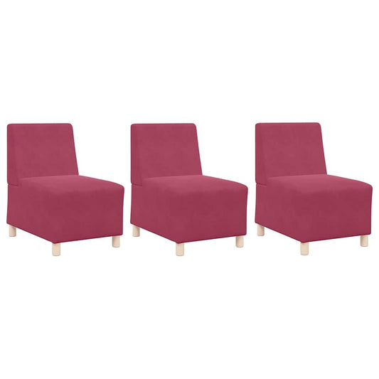 Modular Sofa Unit Armless 3 pcs Wine Red 55 x 74 x 82 cm Velvet
