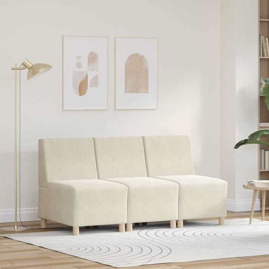 Modular Sofa Unit Armless 3 pcs Cream 55 x 74 x 82 cm Velvet
