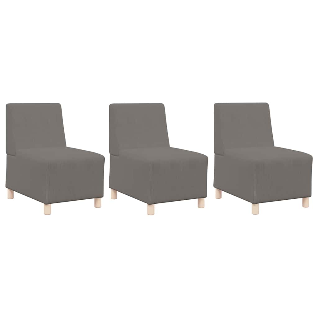 Modular Sofa Unit Armless 3 pcs Light Grey 55 x 74 x 82 cm