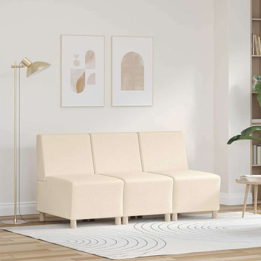 Modular Sofa Unit Armless 3 pcs Cream 55 x 74 x 82 cm
