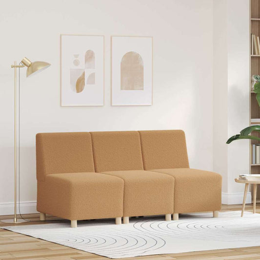 Modular Sofa Unit Armless 3 pcs Beige 55 x 74 x 82 cm