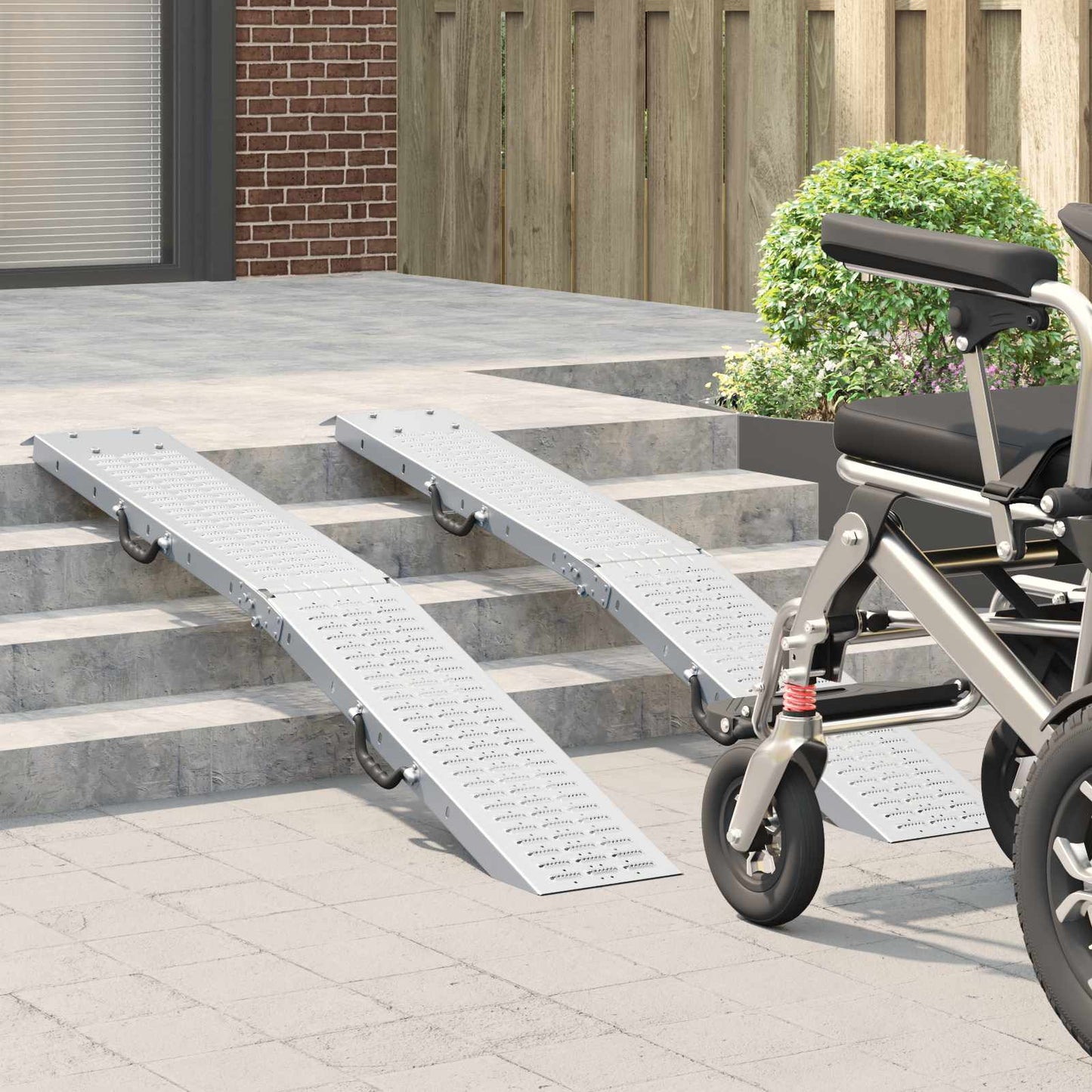 Foldable Ramp 200kg per ramp 2 pcs Silver 166 x 23 x 4.5 cm