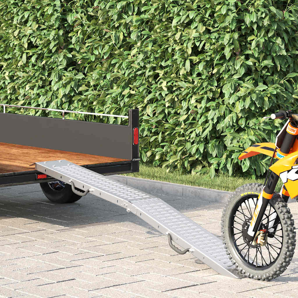 Foldable Ramp 200kg per ramp Folding Silver 186 x 23 x 4.5 cm