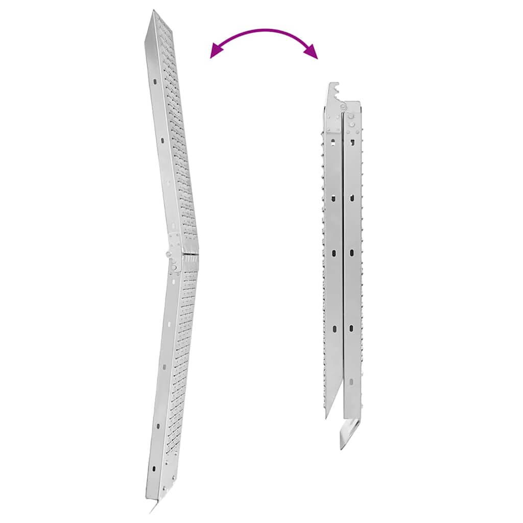 Foldable Ramp 200kg per ramp Folding Silver 186 x 23 x 4.5 cm