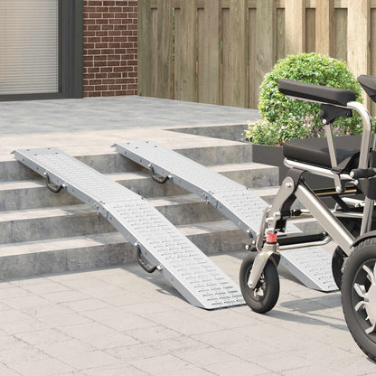 Foldable Ramp 200kg per ramp 2 pcs Silver 186 x 23 x 4.5 cm