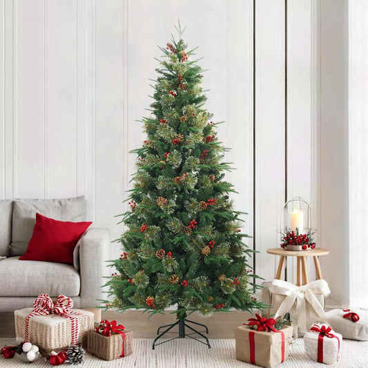 Artificial Hinged Christmas Tree Green 210 cm PVC, PE and Steel