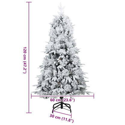Artificial Hinged Christmas Tree Snow Flocked White 120 cm