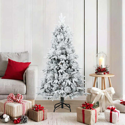 Artificial Hinged Christmas Tree Snow Flocked White 150 cm