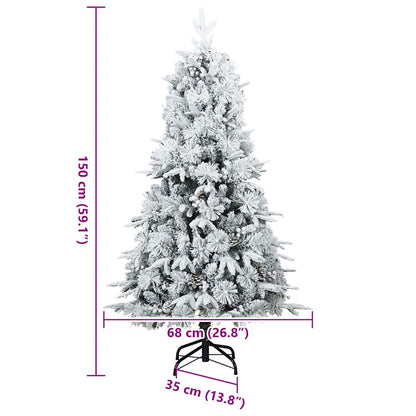 Artificial Hinged Christmas Tree Snow Flocked White 150 cm