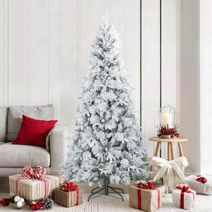 Artificial Hinged Christmas Tree Snow Flocked White 180 cm