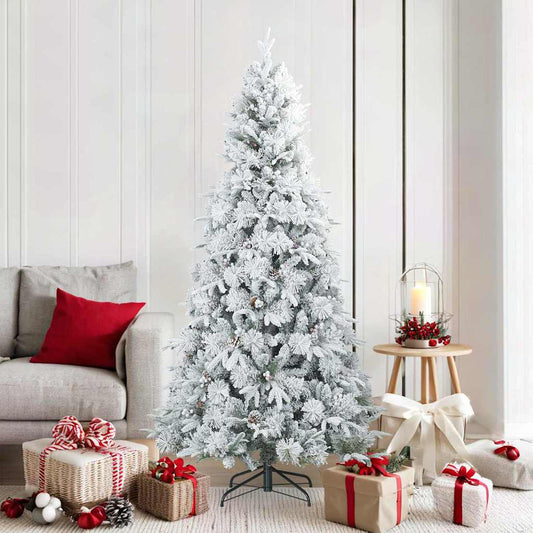 Artificial Hinged Christmas Tree Snow Flocked White 180 cm
