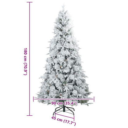 Artificial Hinged Christmas Tree Snow Flocked White 180 cm