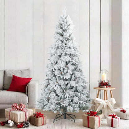 Artificial Hinged Christmas Tree Snow Flocked White 210 cm