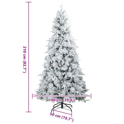 Artificial Hinged Christmas Tree Snow Flocked White 210 cm