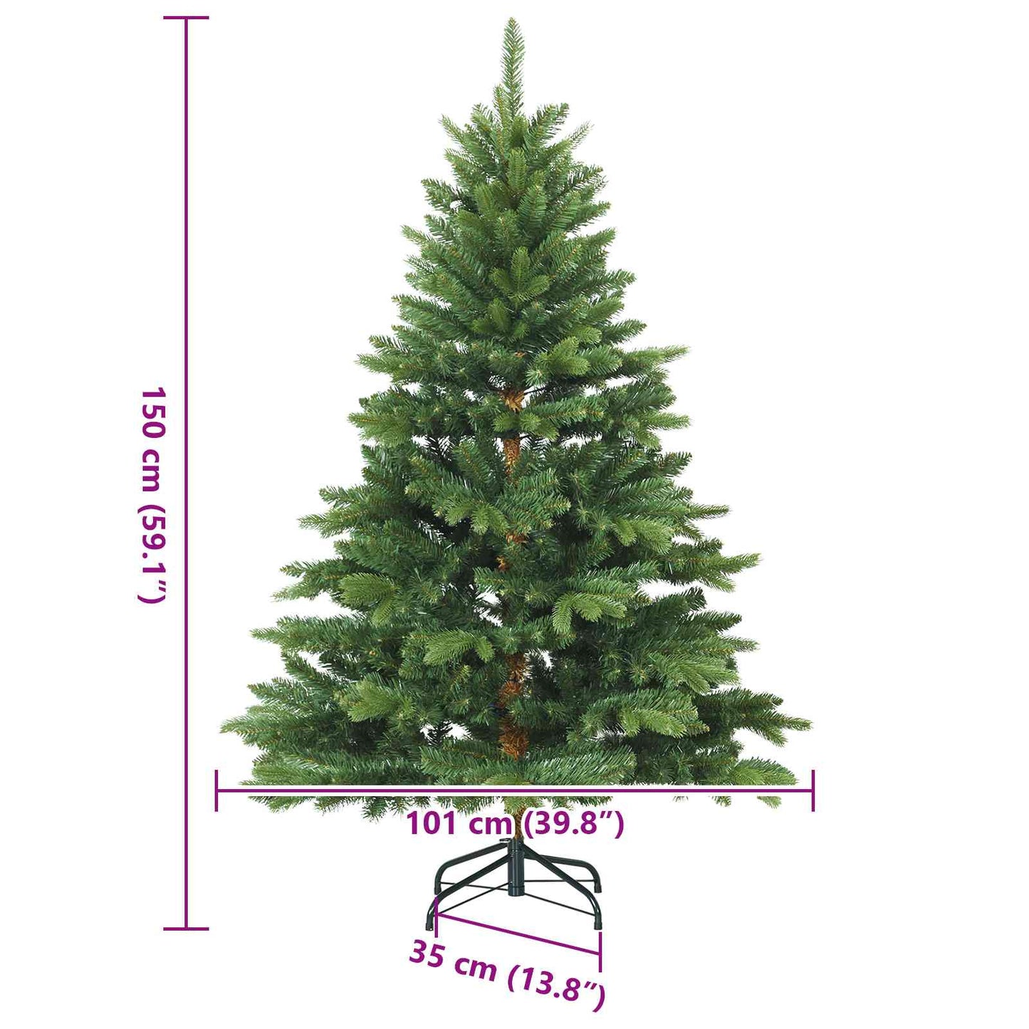 Artificial Hinged Christmas Tree Green 150 cm PVC, PE and steel
